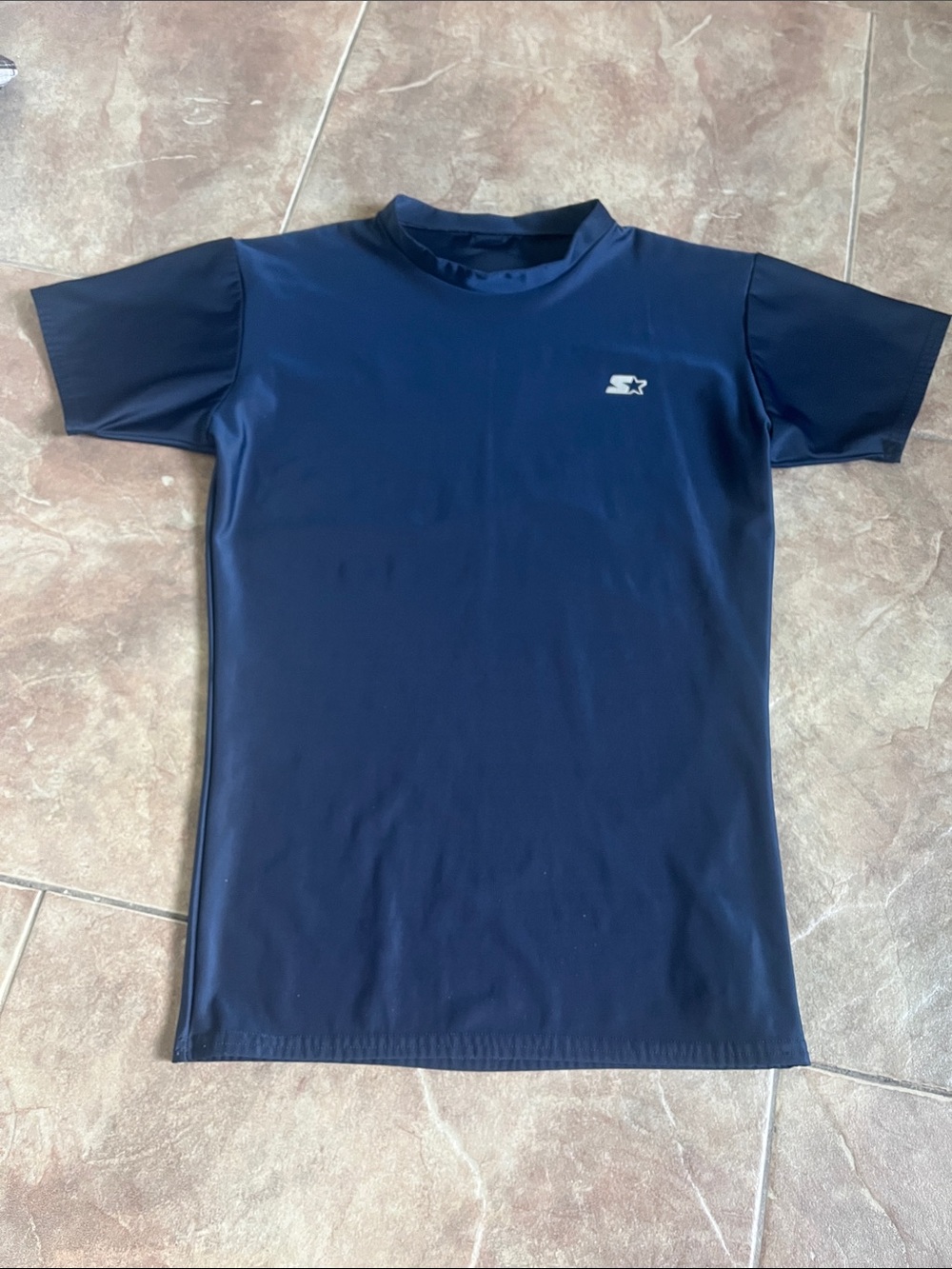 STARTER Navy Performance Short Sleeve Shirt with Small Logo